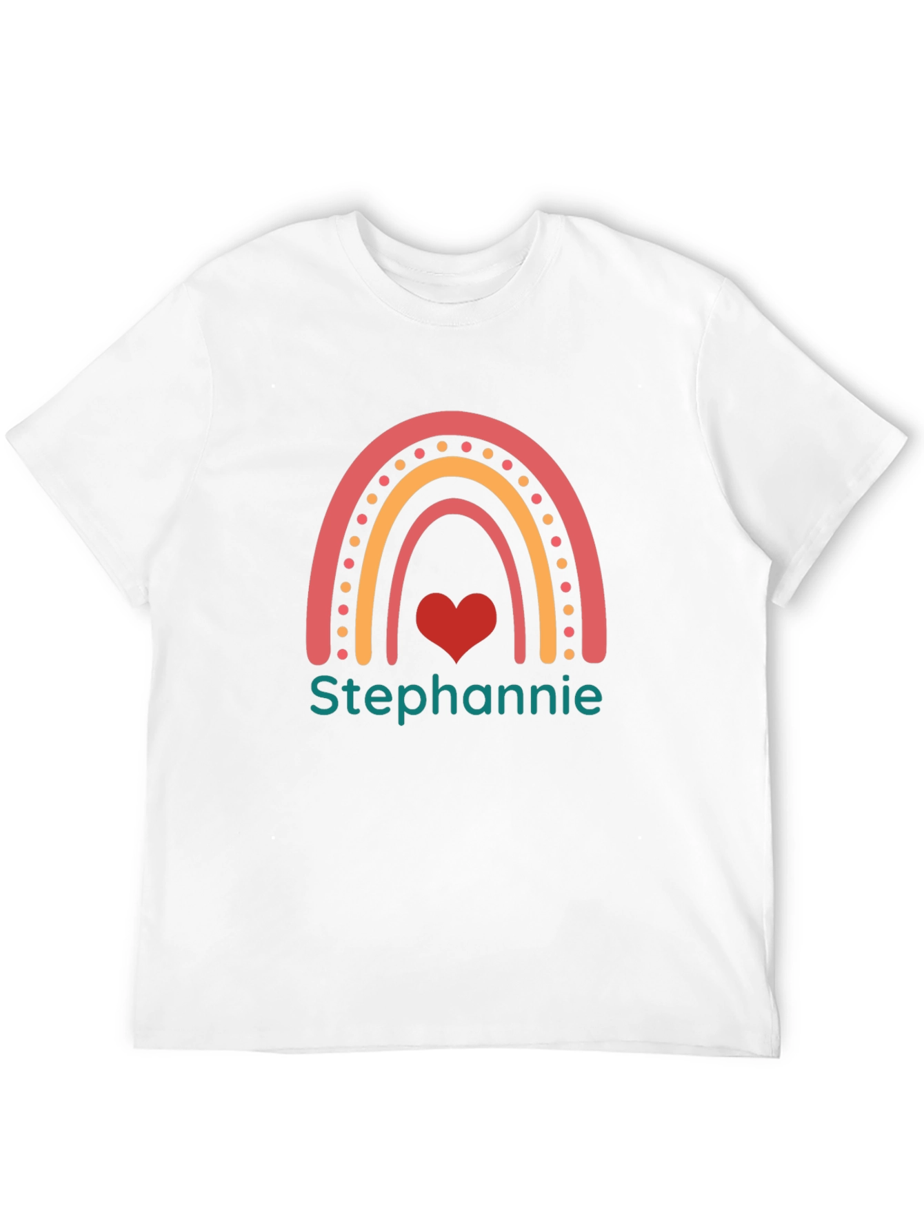 Personalized Rainbow Heart T-Shirt - Custom Name Tee