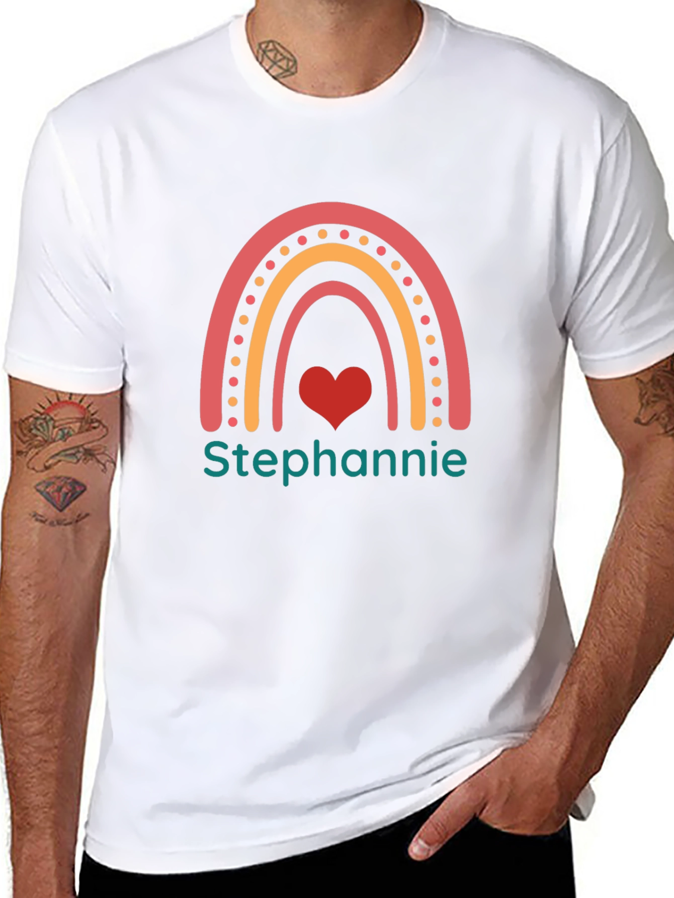 Personalized Rainbow Heart T-Shirt - Custom Name Tee