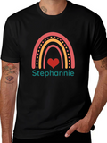 Personalized Rainbow Heart T-Shirt - Custom Name Tee