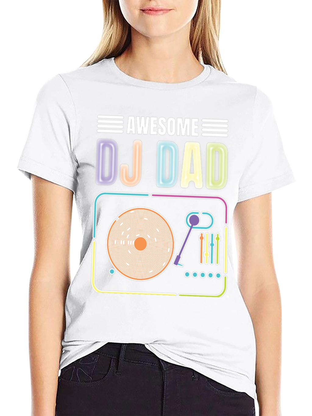 Awesome DJ Dad T-Shirt Turntable Graphic
