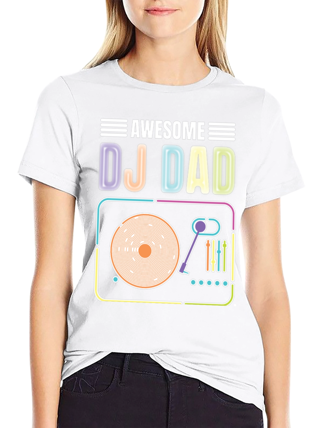 Awesome DJ Dad T-Shirt Turntable Graphic