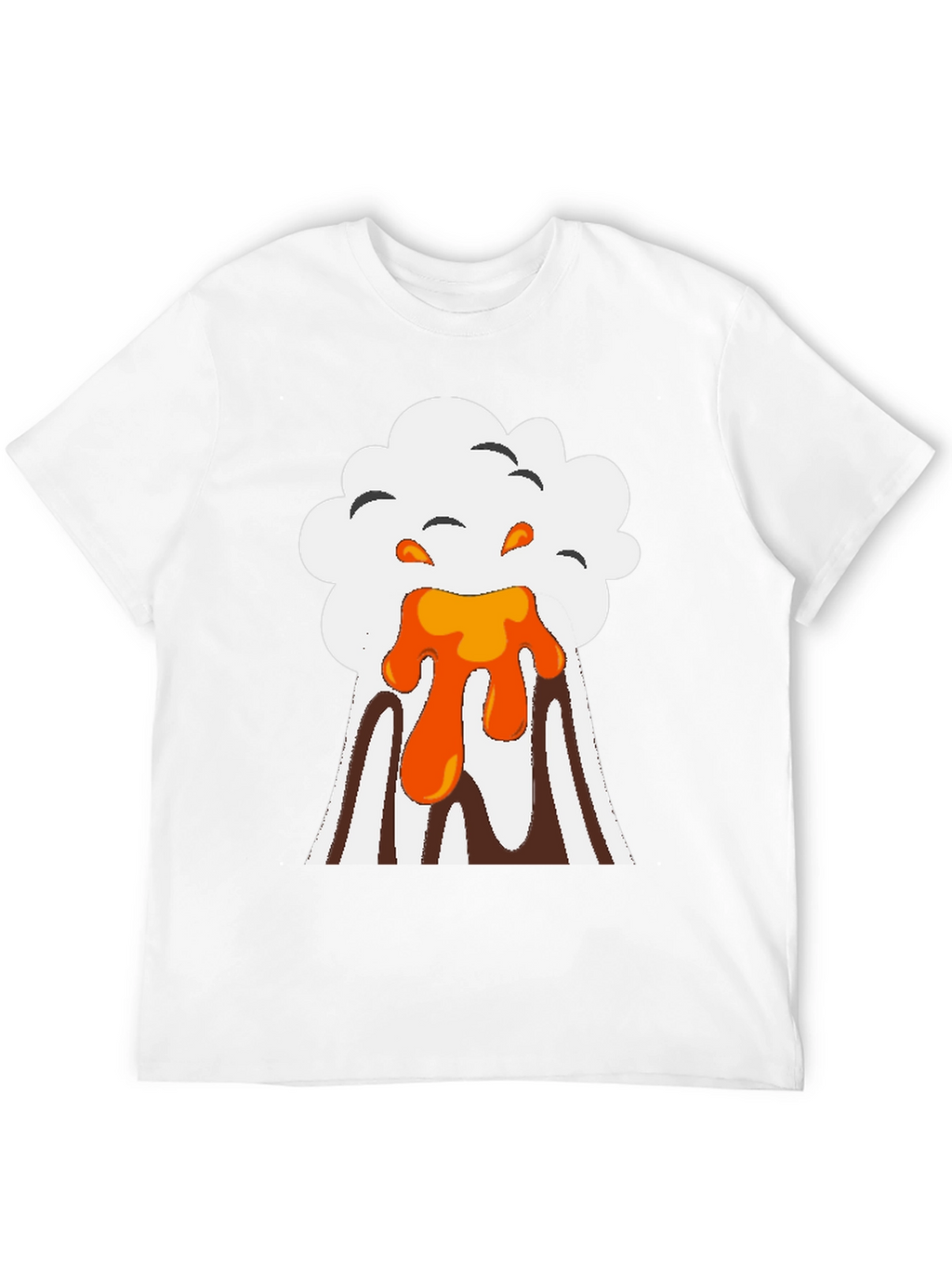 Volcano Eruption Graphic Tee - Black Cotton T-Shirt