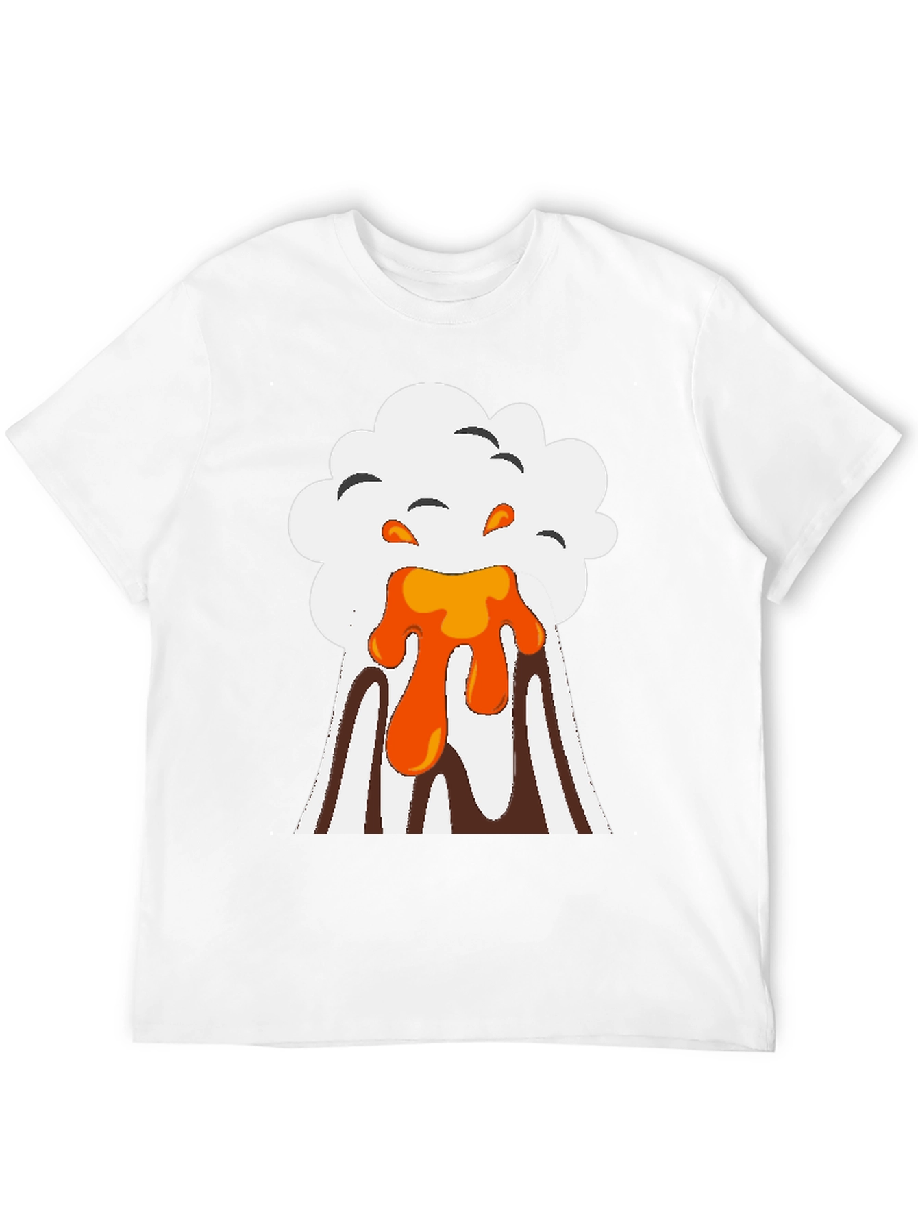 Volcano Eruption Graphic Tee - Black Cotton T-Shirt