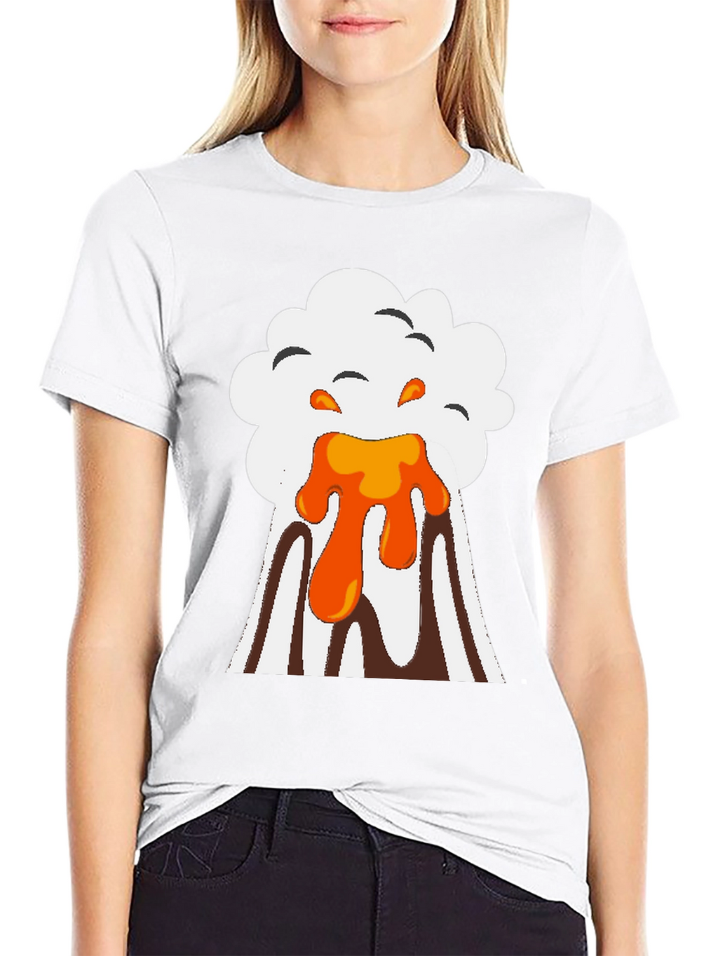 Volcano Eruption Graphic Tee - Black Cotton T-Shirt