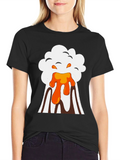 Volcano Eruption Graphic Tee - Black Cotton T-Shirt