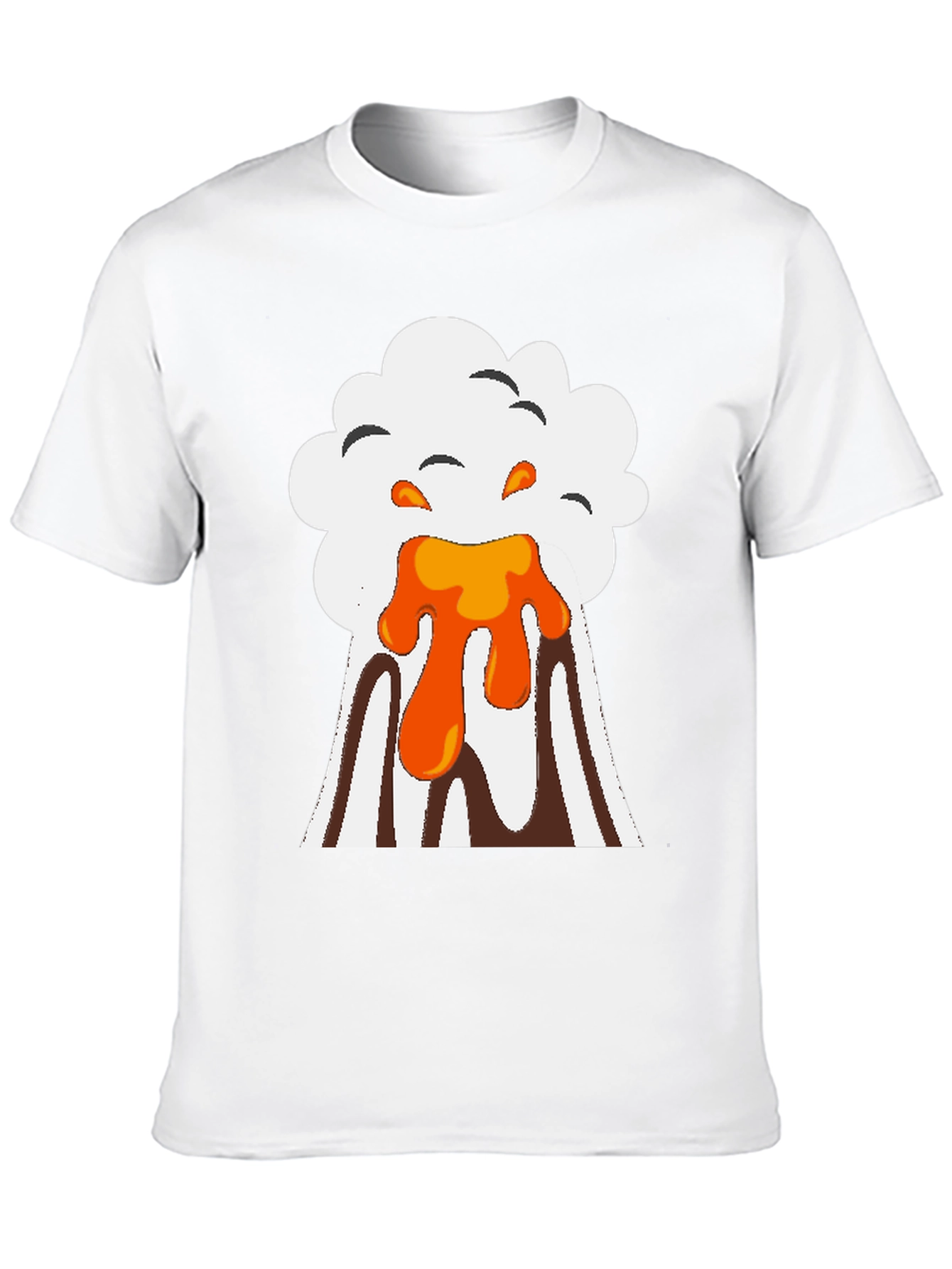 Volcano Eruption Graphic Tee - Black Cotton T-Shirt