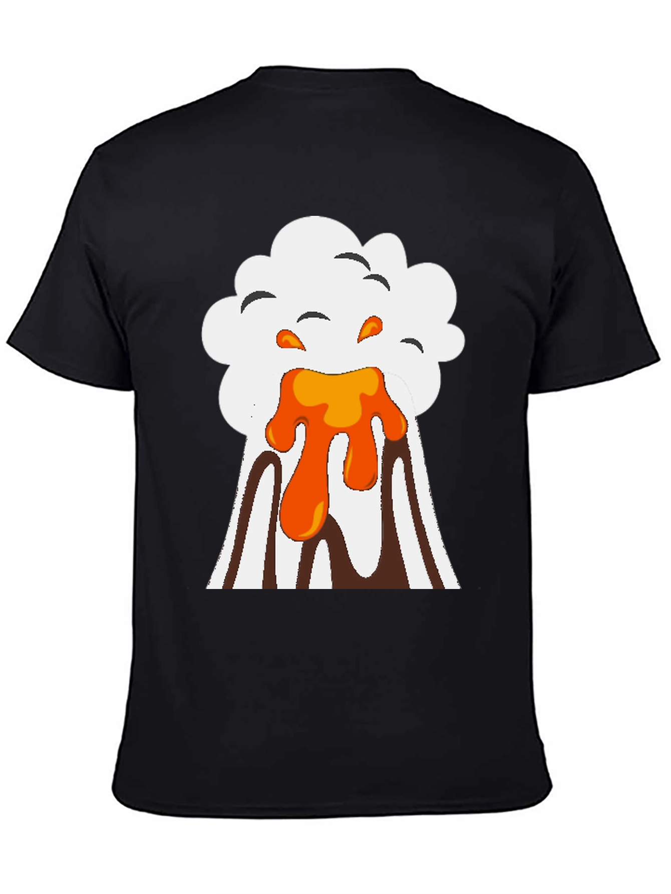 Volcano Eruption Graphic Tee - Black Cotton T-Shirt