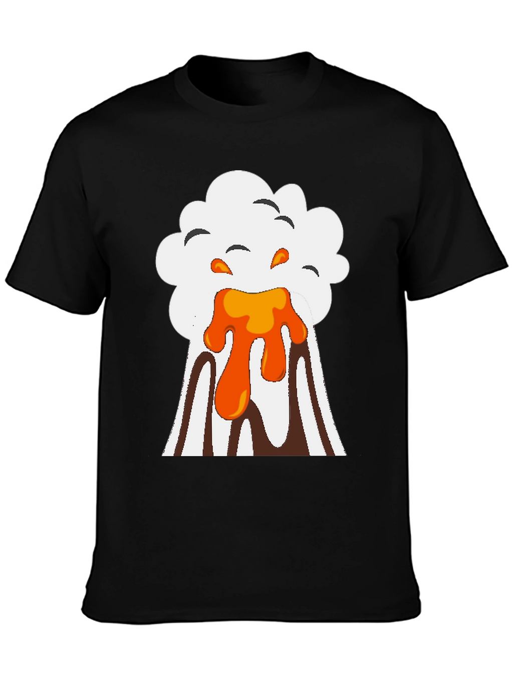 Volcano Eruption Graphic Tee - Black Cotton T-Shirt