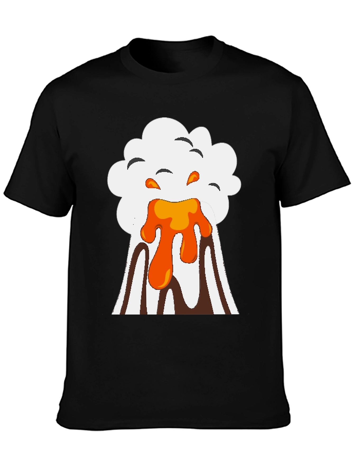 Volcano Eruption Graphic Tee - Black Cotton T-Shirt
