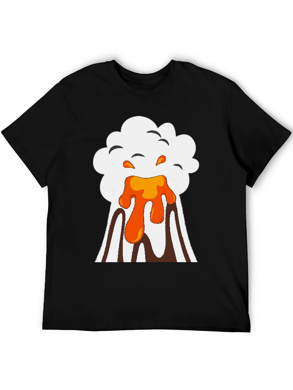 Volcano Eruption Graphic Tee - Black Cotton T-Shirt