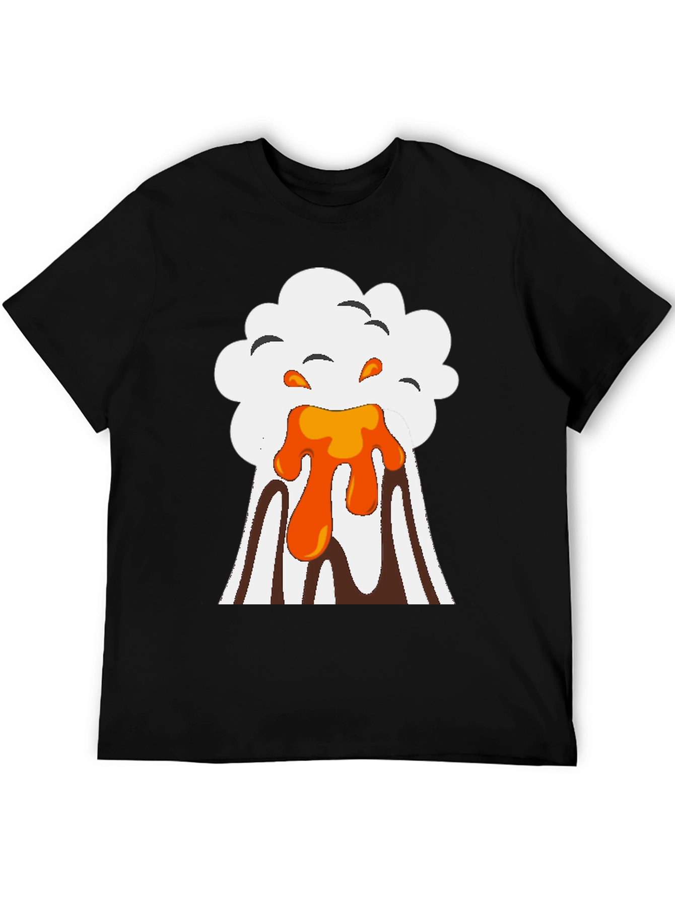 Volcano Eruption Graphic Tee - Black Cotton T-Shirt