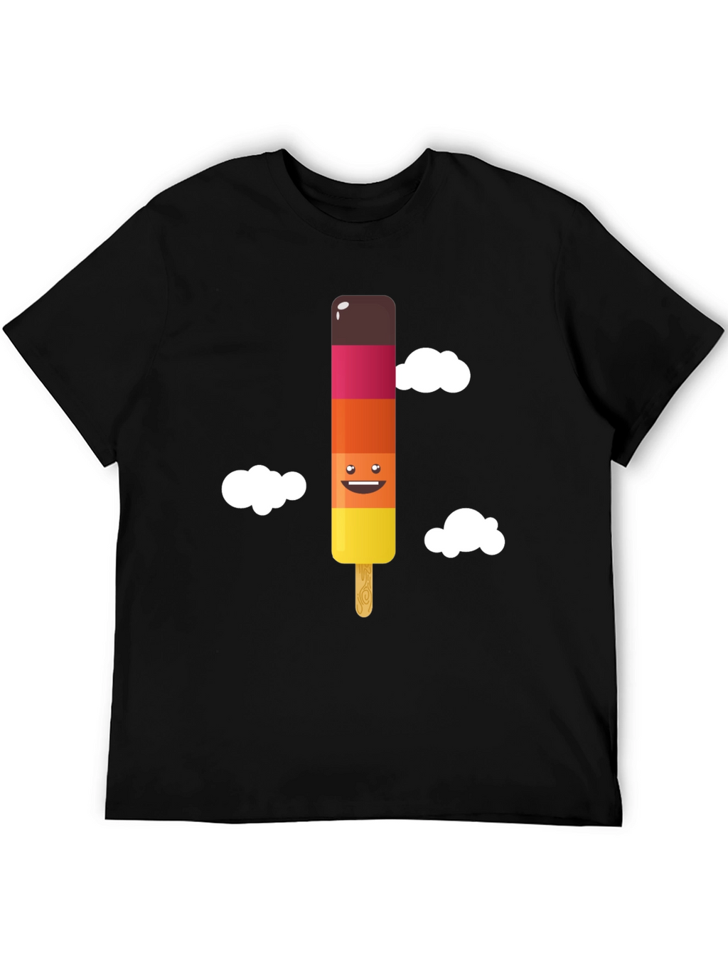 Fun Ice Pop Graphic Tee - Black Cotton T-Shirt