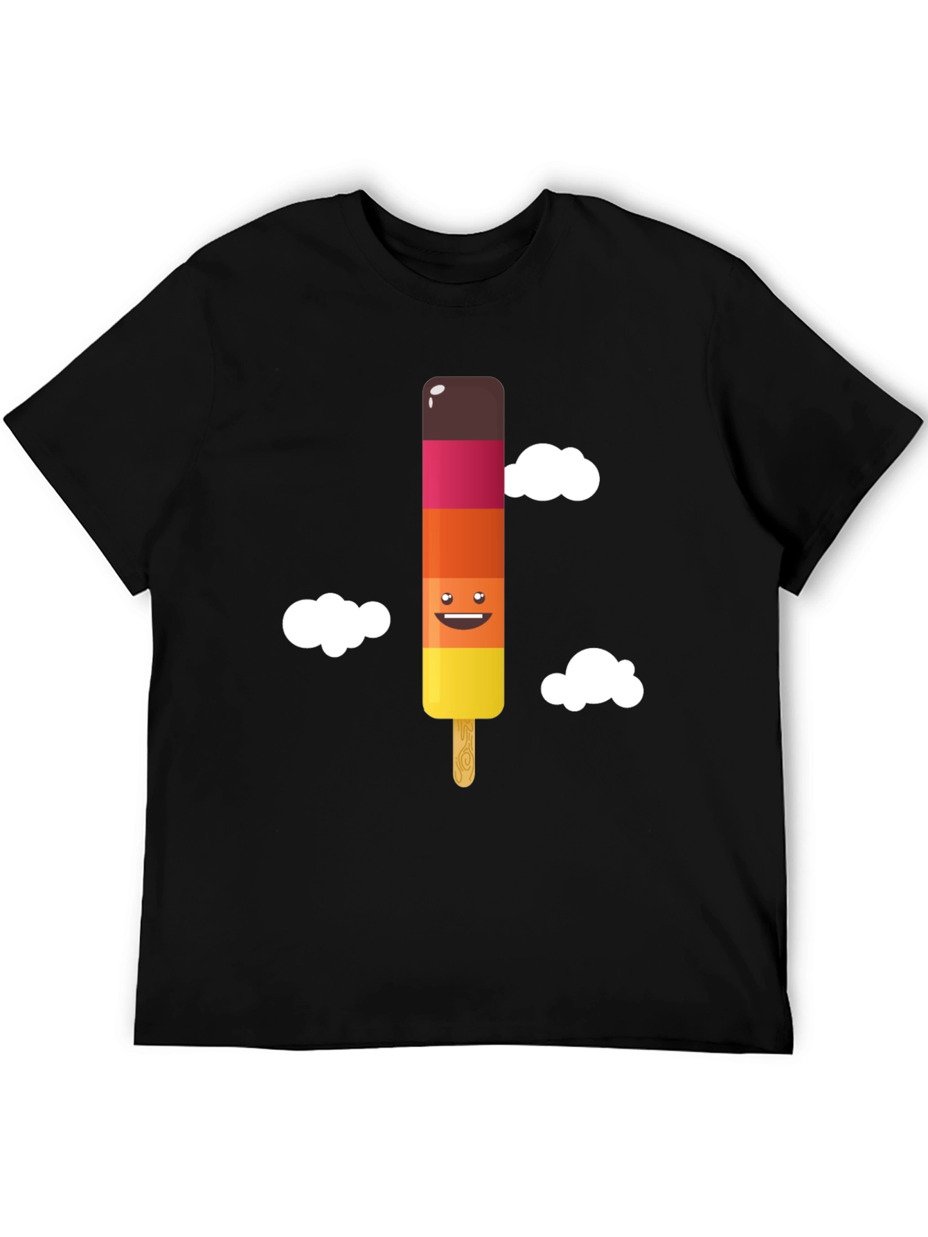 Fun Ice Pop Graphic Tee - Black Cotton T-Shirt