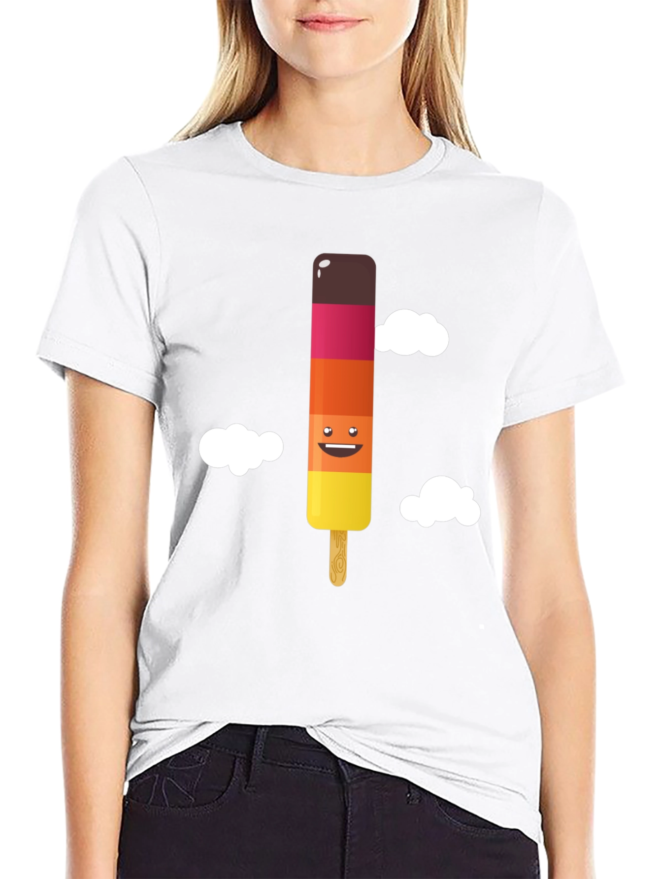 Fun Ice Pop Graphic Tee - Black Cotton T-Shirt