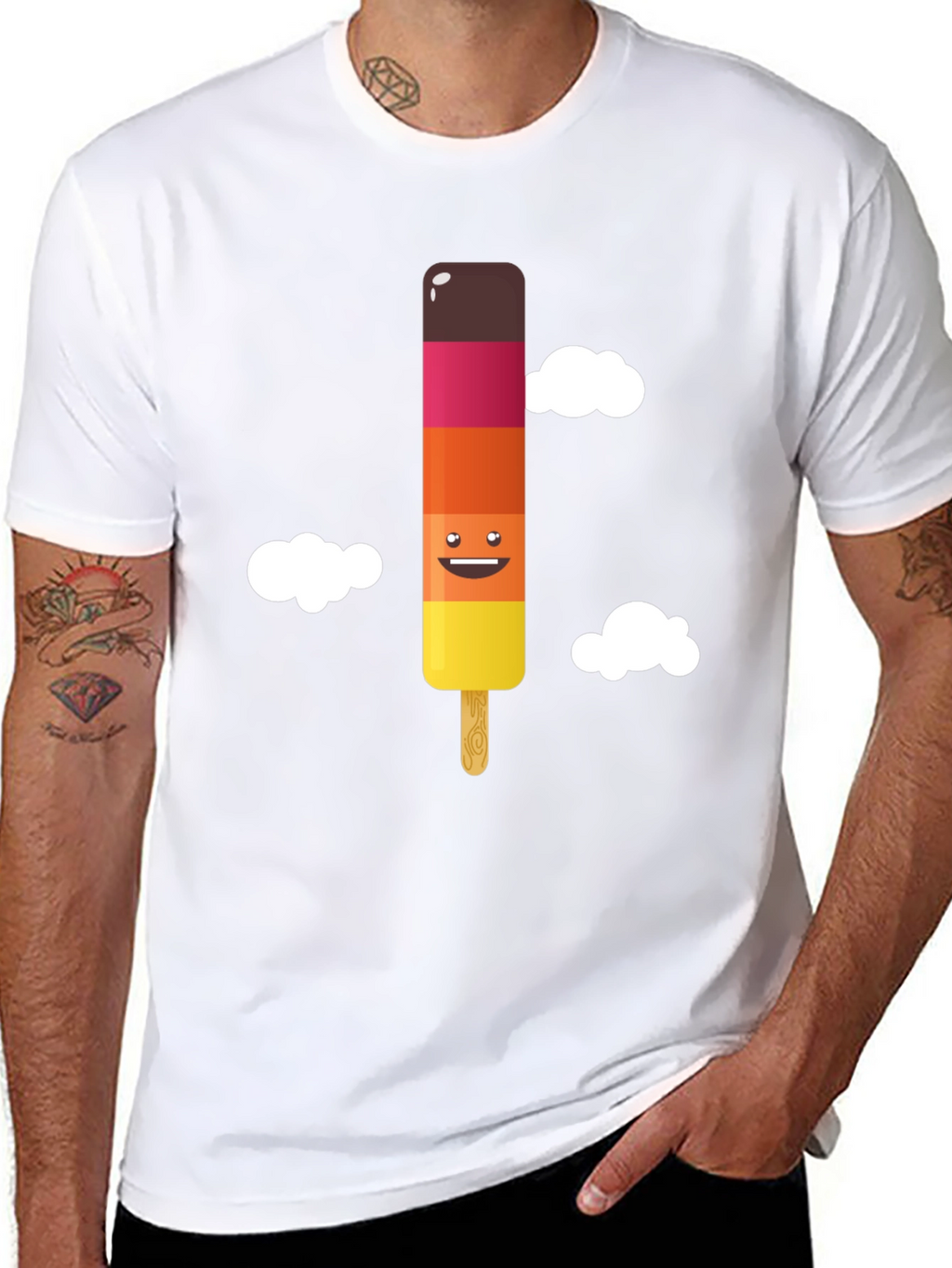 Fun Ice Pop Graphic Tee - Black Cotton T-Shirt