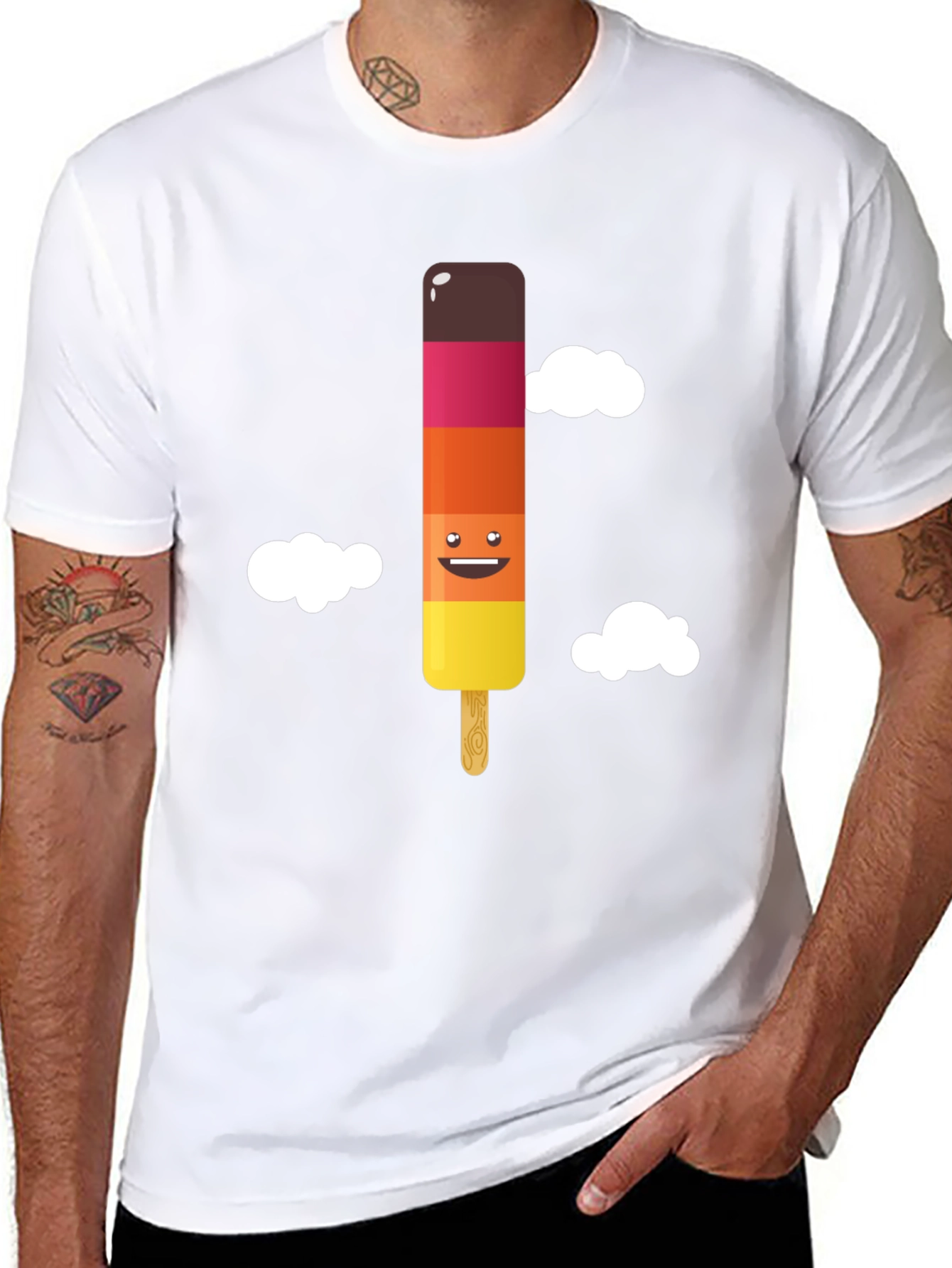Fun Ice Pop Graphic Tee - Black Cotton T-Shirt