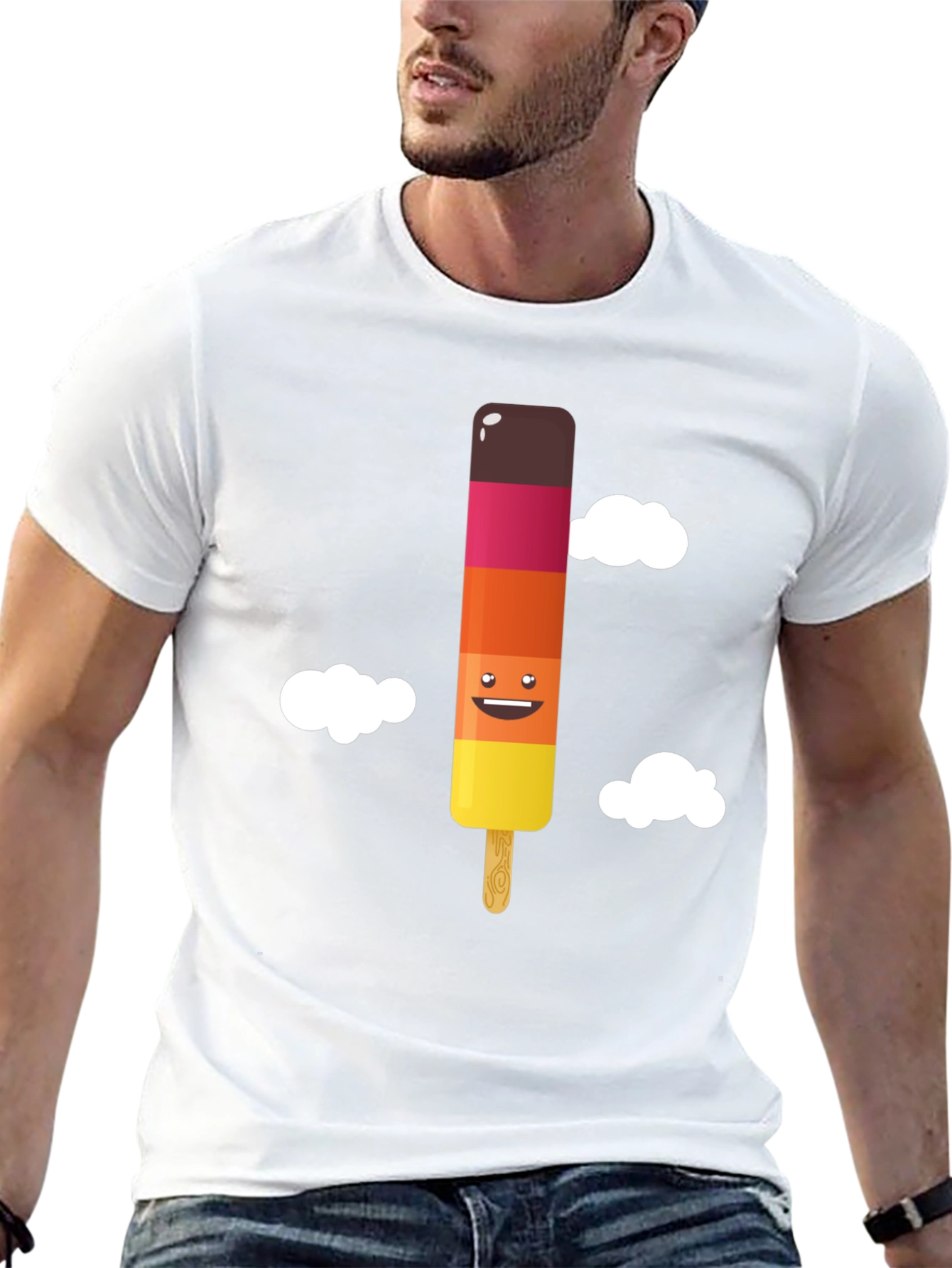 Fun Ice Pop Graphic Tee - Black Cotton T-Shirt