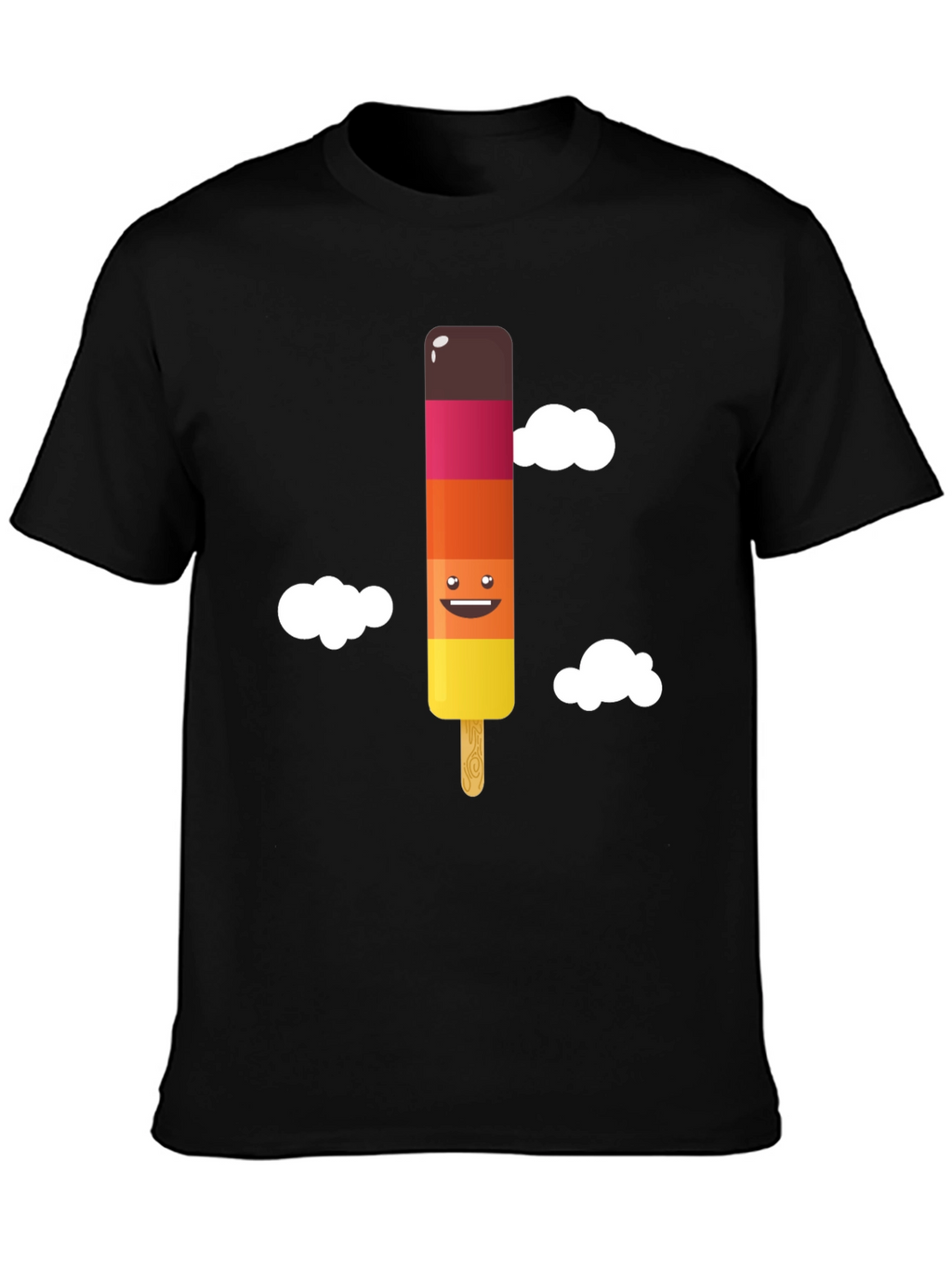 Fun Ice Pop Graphic Tee - Black Cotton T-Shirt