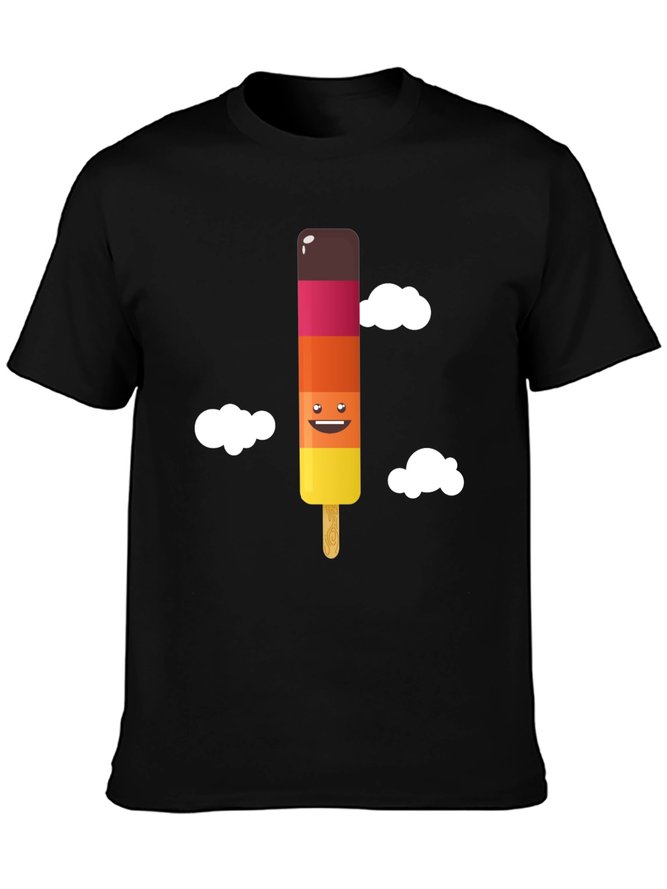 Fun Ice Pop Graphic Tee - Black Cotton T-Shirt