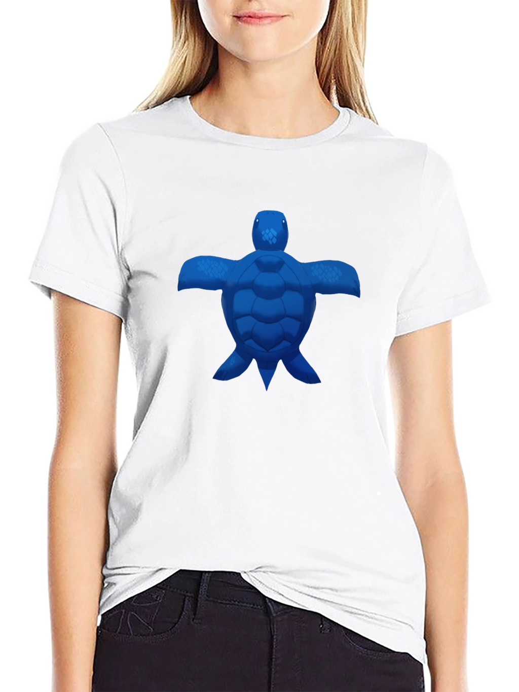 Blue Turtle Graphic Black T-Shirt