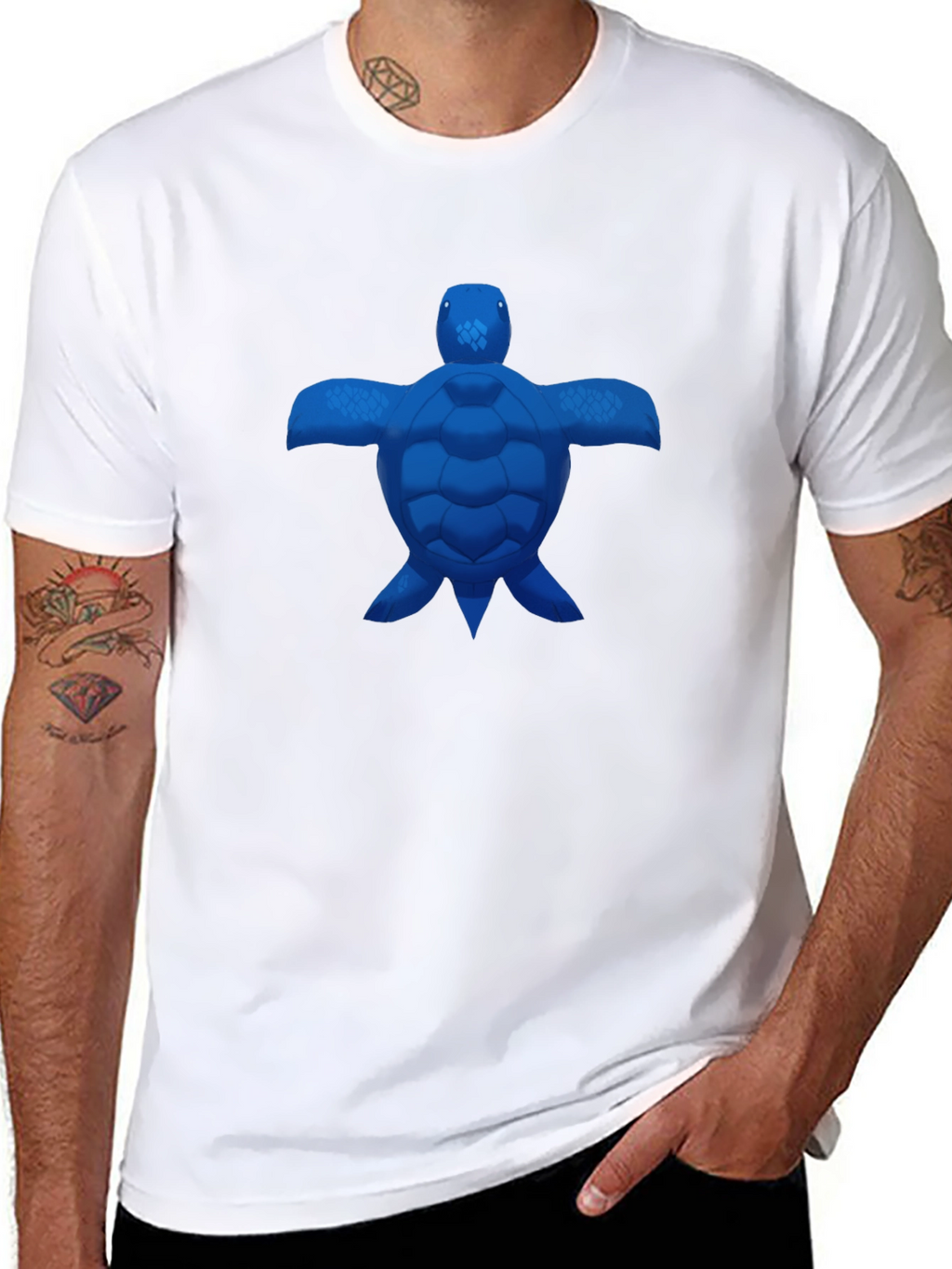 Blue Turtle Graphic Black T-Shirt
