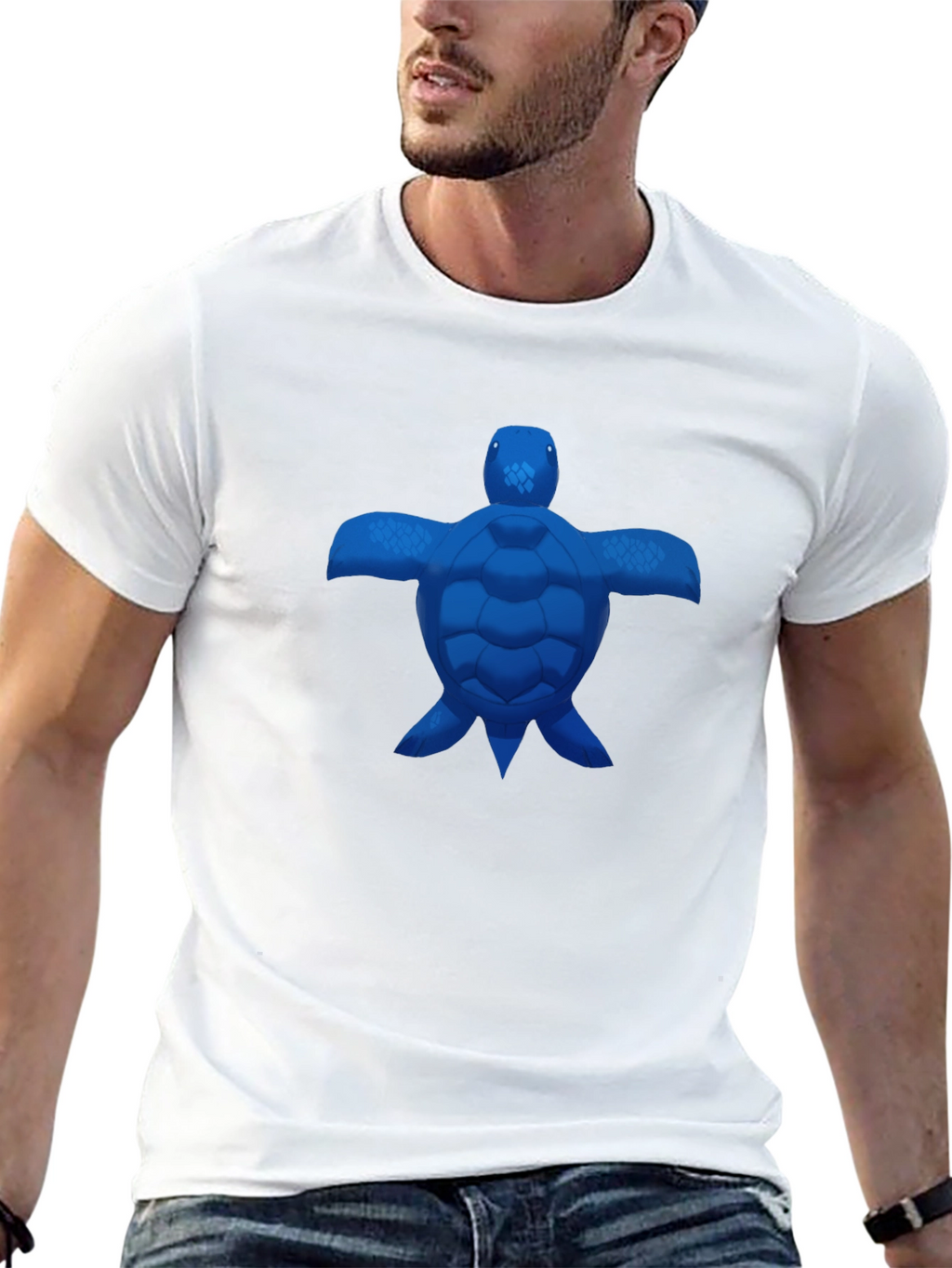 Blue Turtle Graphic Black T-Shirt