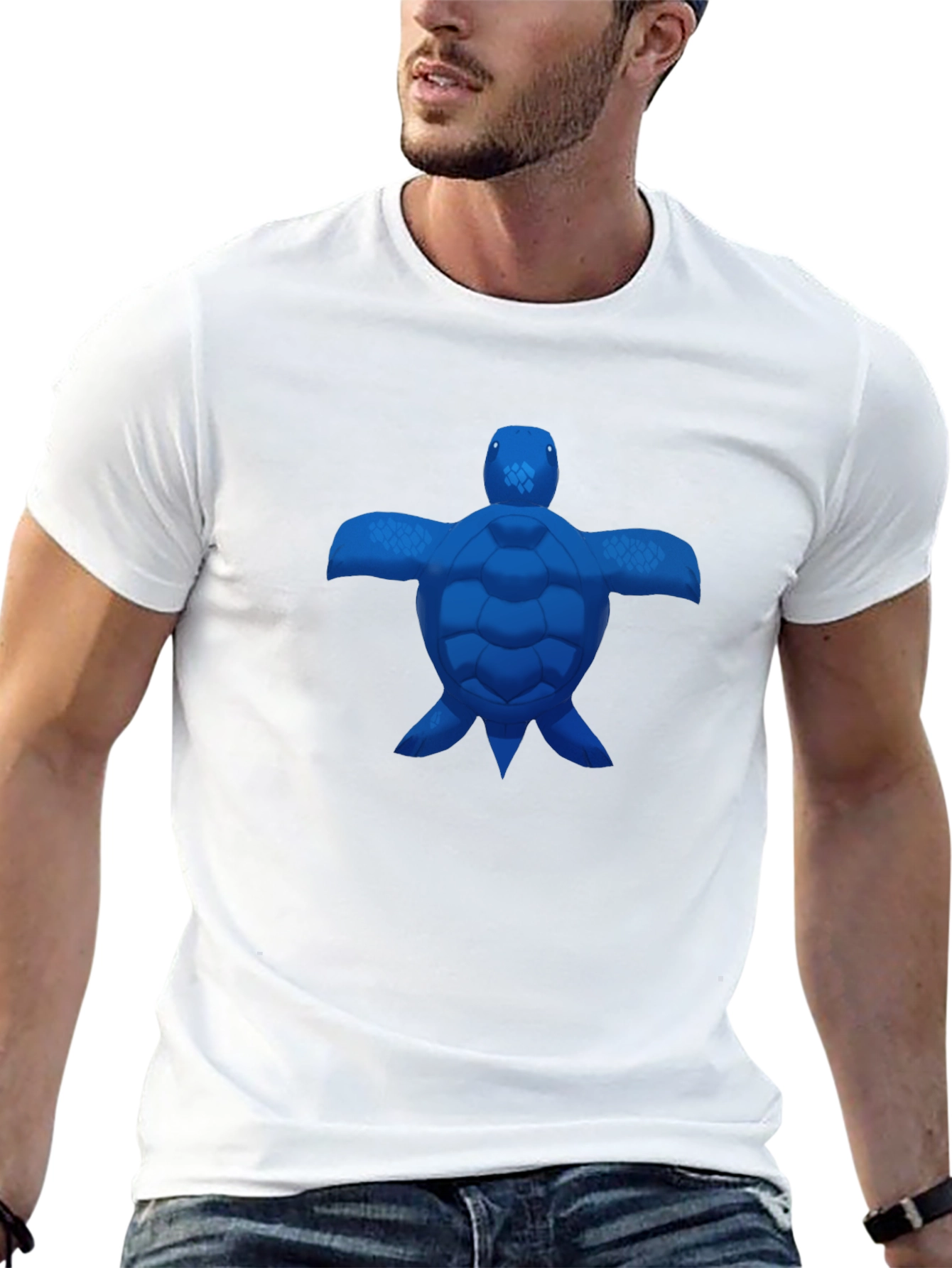 Blue Turtle Graphic Black T-Shirt