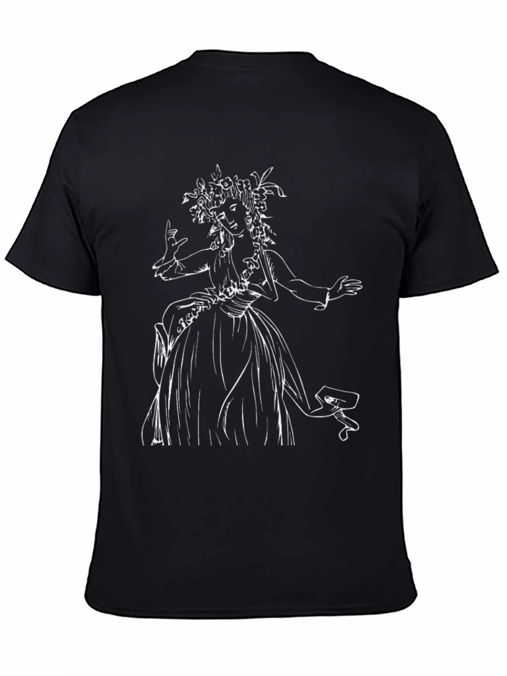 Black T-Shirt with Woman Sketch