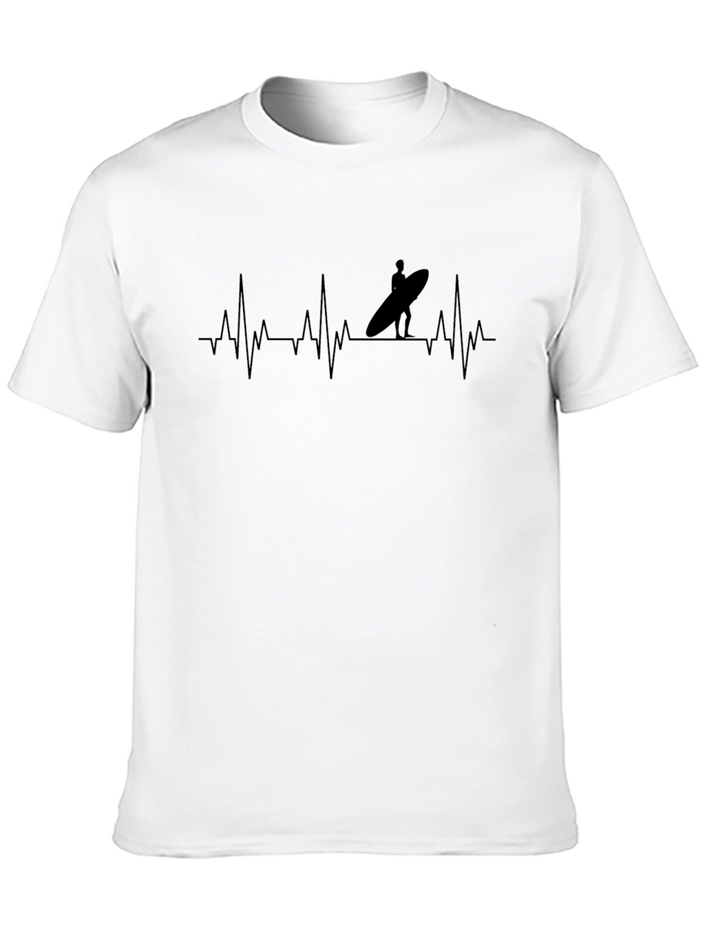 Surfer Heartbeat Black T-Shirt