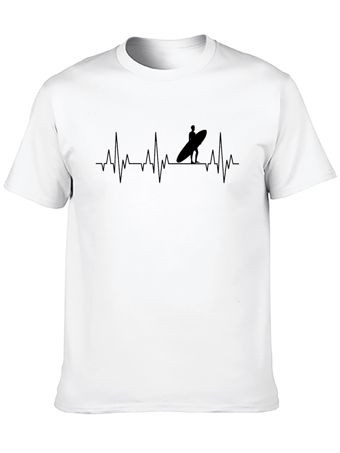 Surfer Heartbeat Black T-Shirt