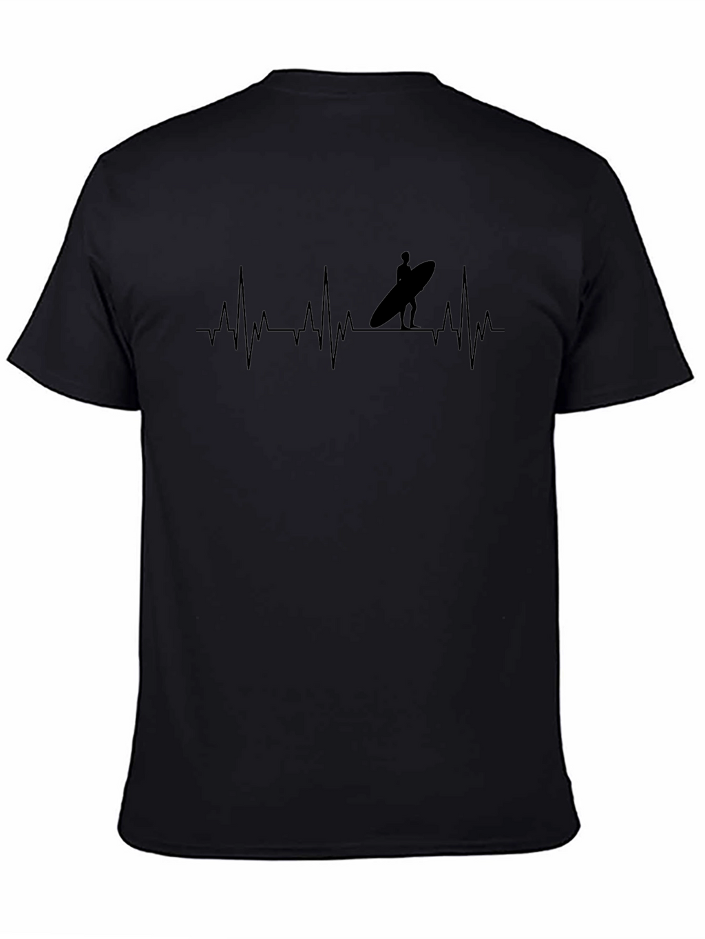 Surfer Heartbeat Black T-Shirt
