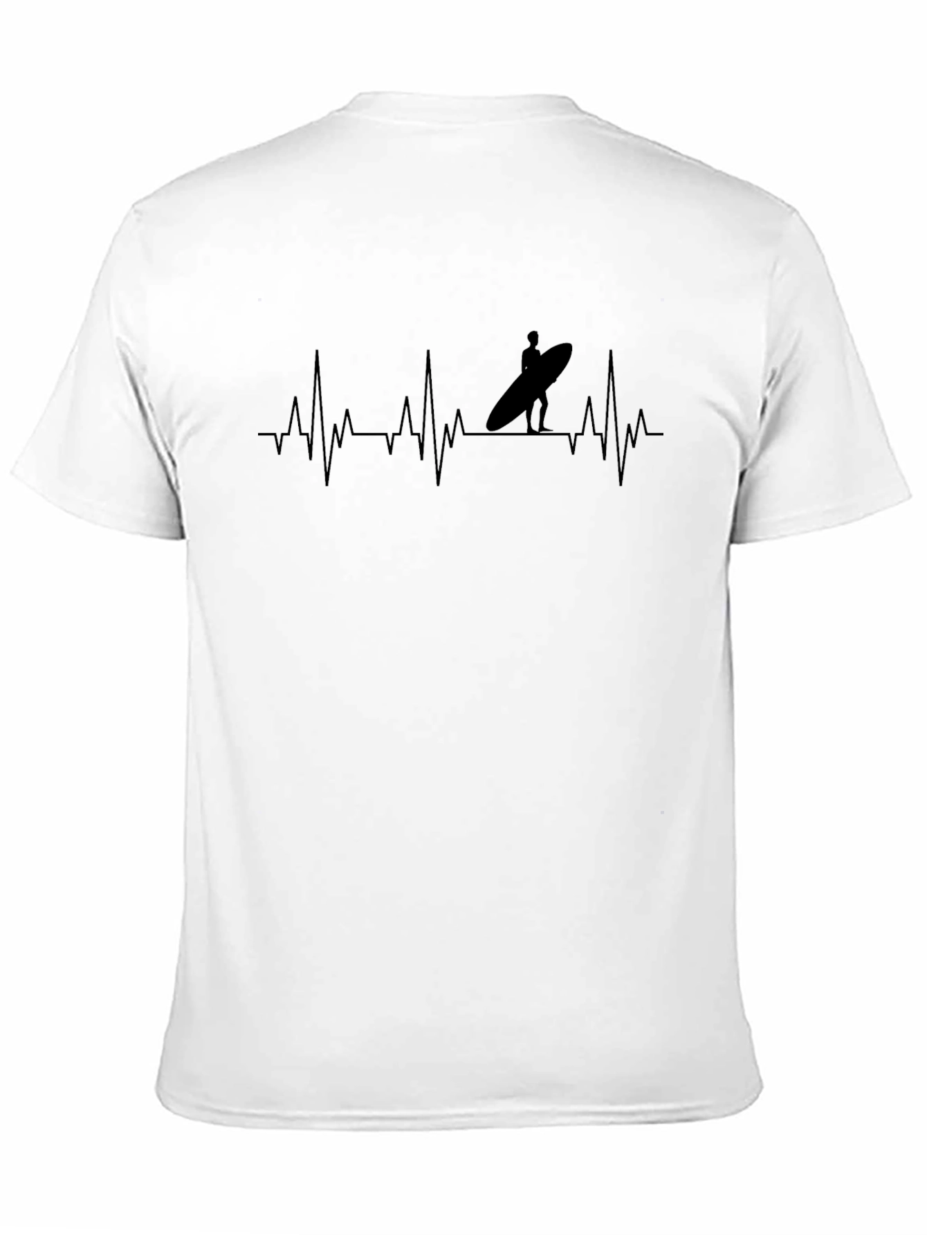 Surfer Heartbeat Black T-Shirt