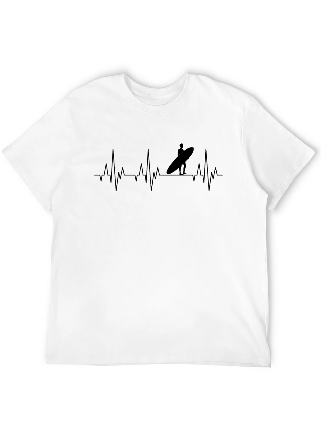 Surfer Heartbeat Black T-Shirt