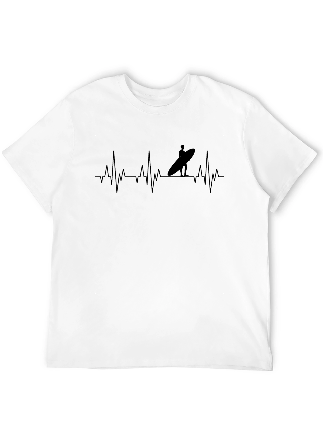 Surfer Heartbeat Black T-Shirt