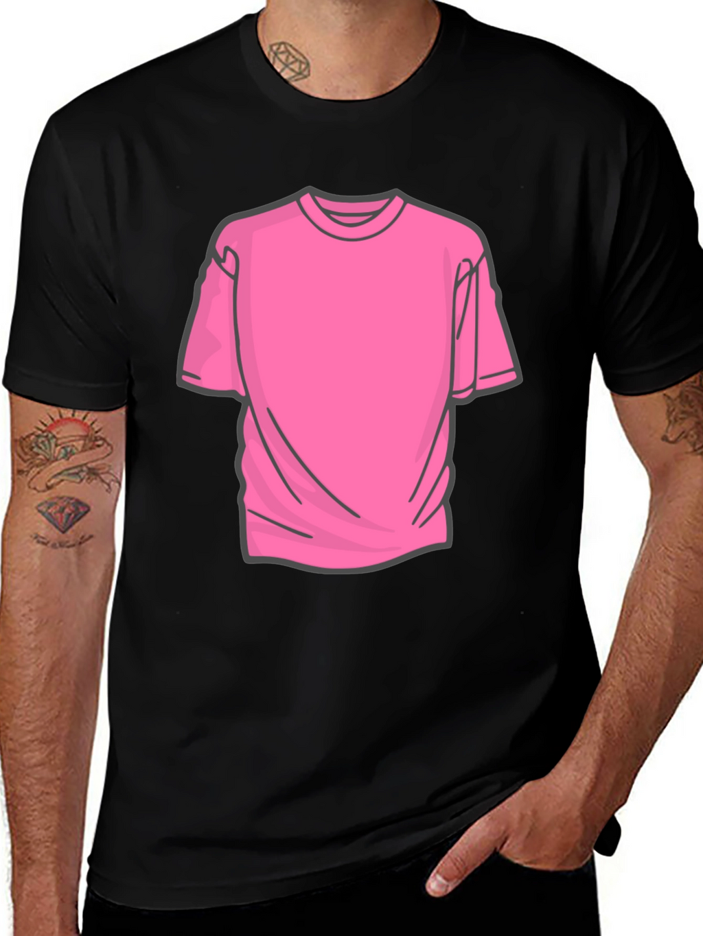 Black Tee with Pink Graphic Design