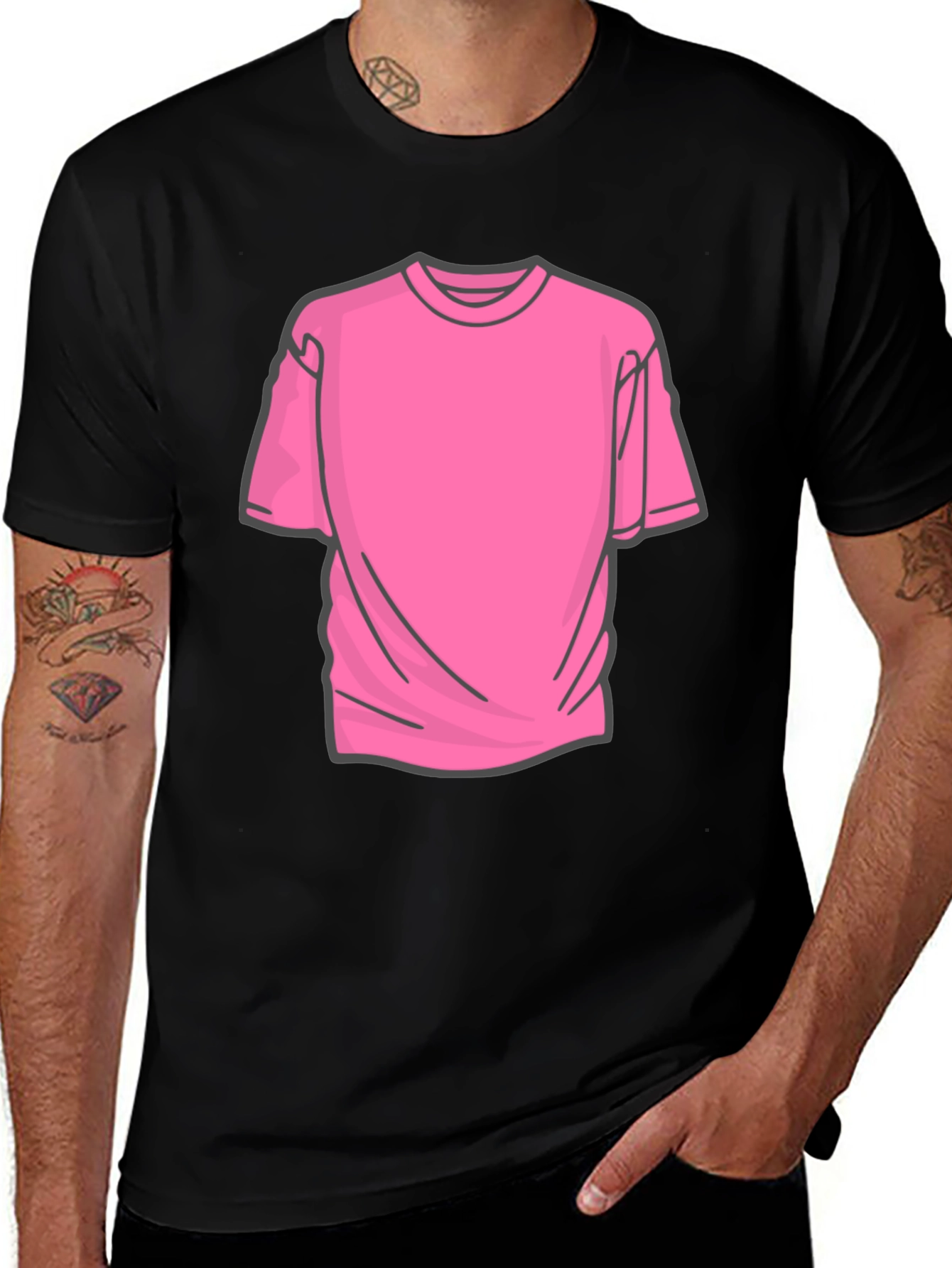 Black Tee with Pink Graphic Design