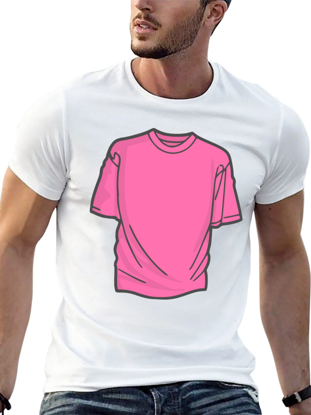Black Tee with Pink Graphic Design
