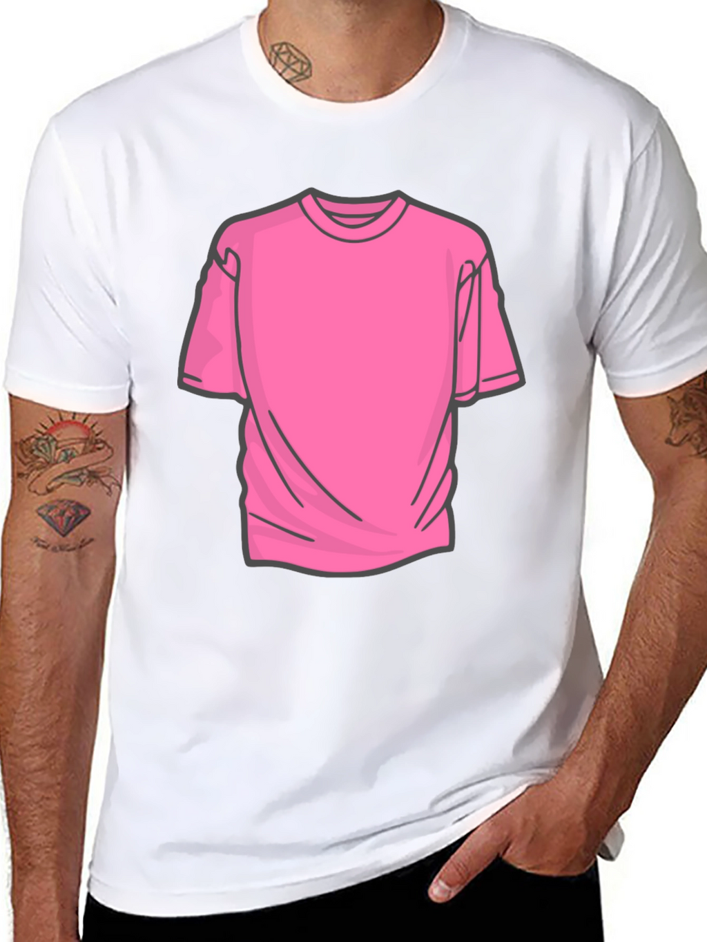 Black Tee with Pink Graphic Design