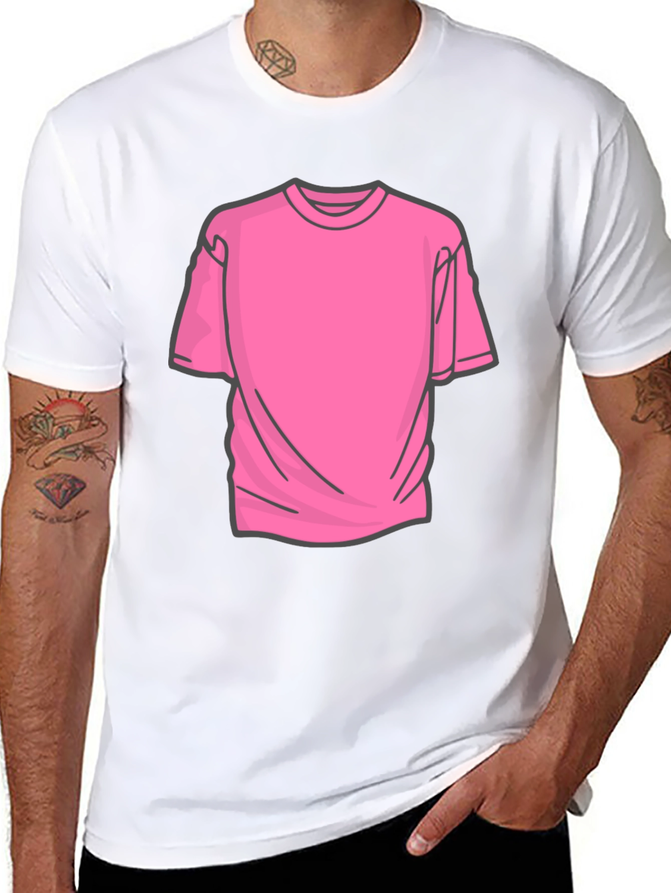 Black Tee with Pink Graphic Design