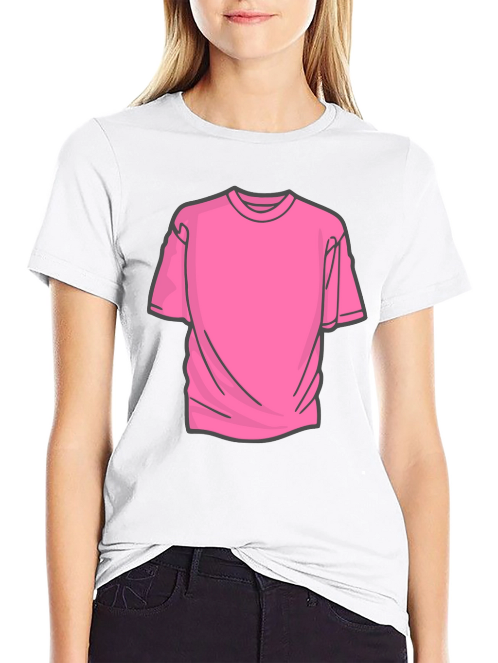 Black Tee with Pink Graphic Design