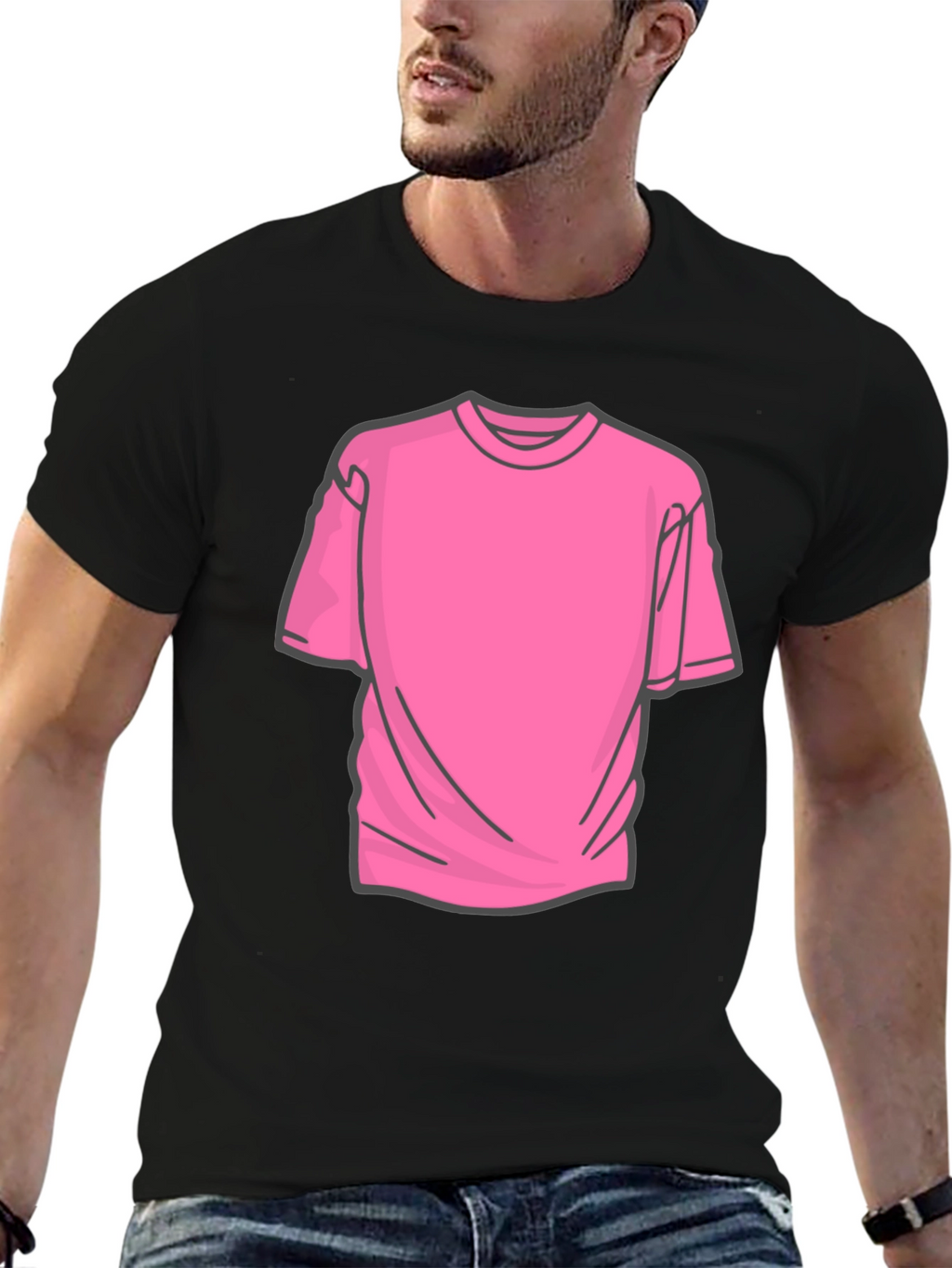 Black Tee with Pink Graphic Design