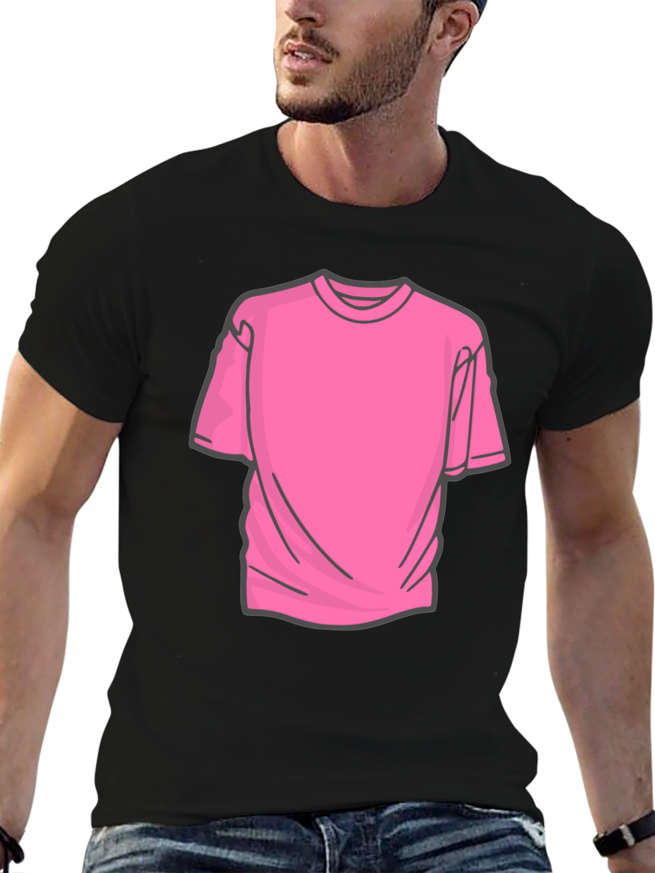 Black Tee with Pink Graphic Design