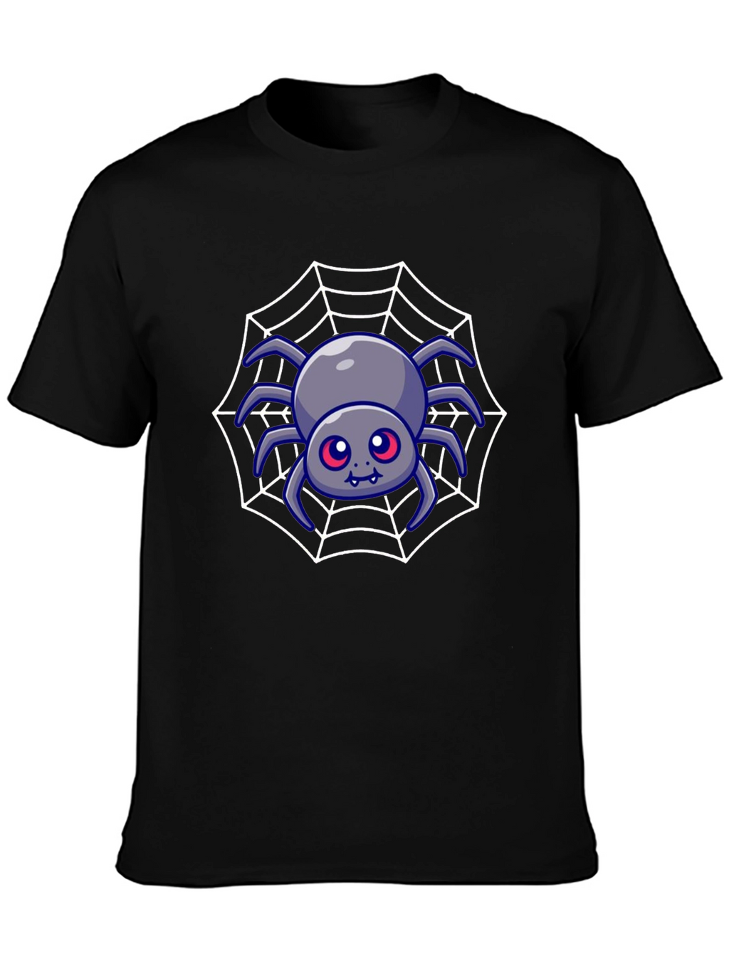 Cute Spider Web Graphic Tee - Black Cotton Blend