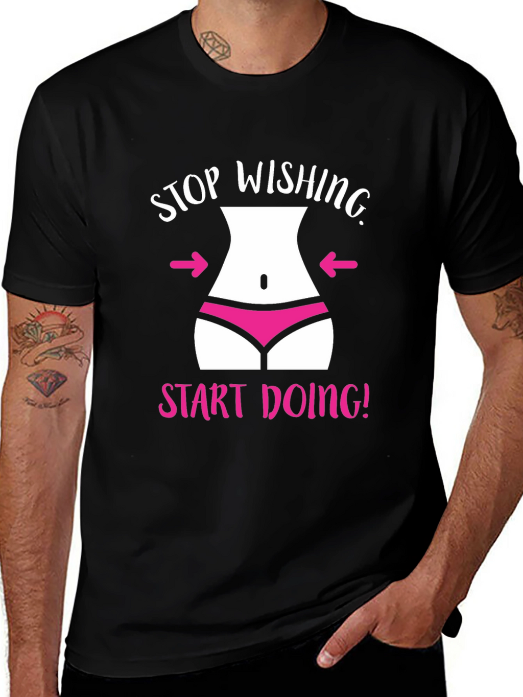 Stop Wishing T-Shirt Funny Gym Motivation Tee