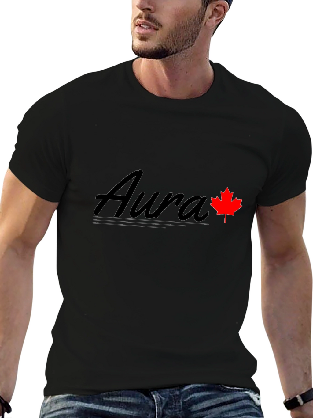 Aura Maple Leaf Graphic Tee - Black