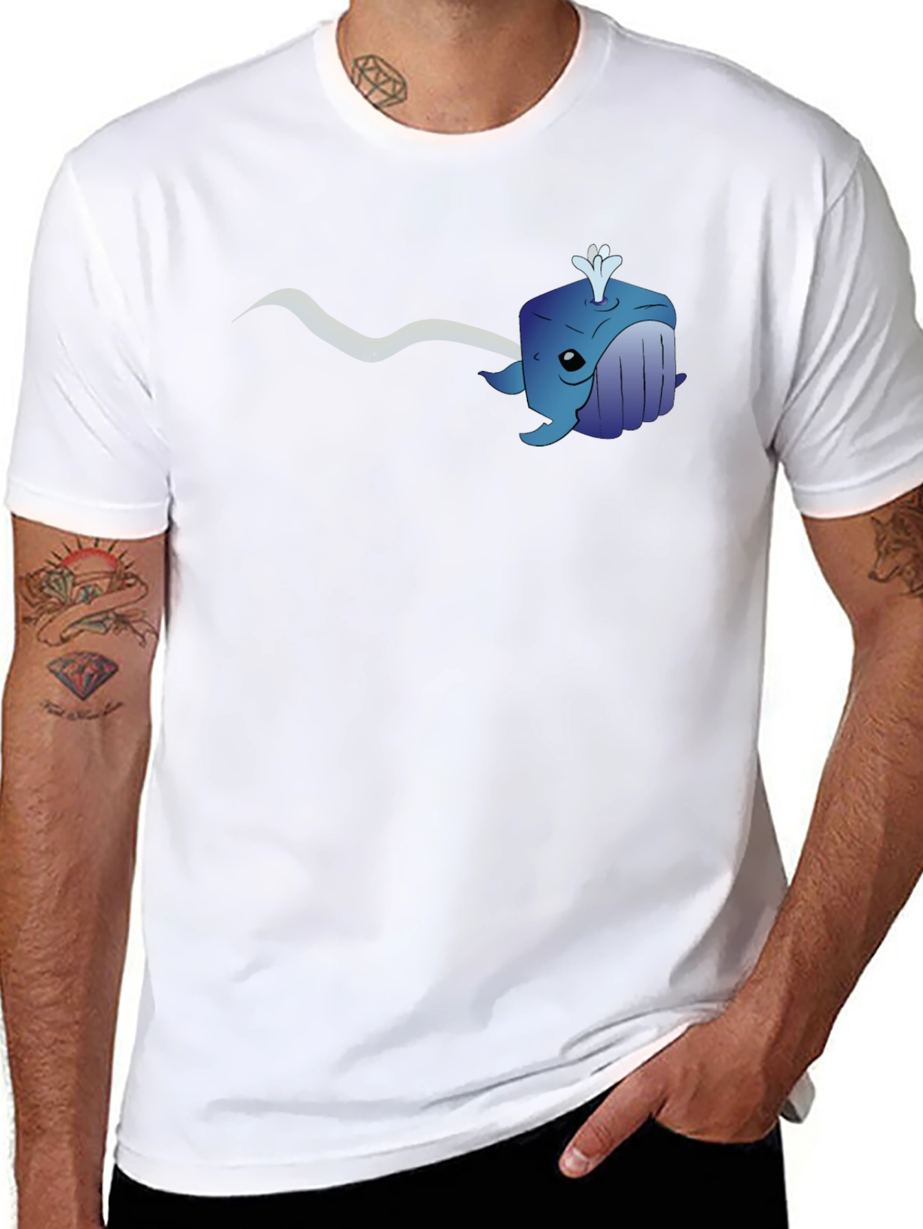 Cube Whale Graphic Tee - Black Cotton T-Shirt