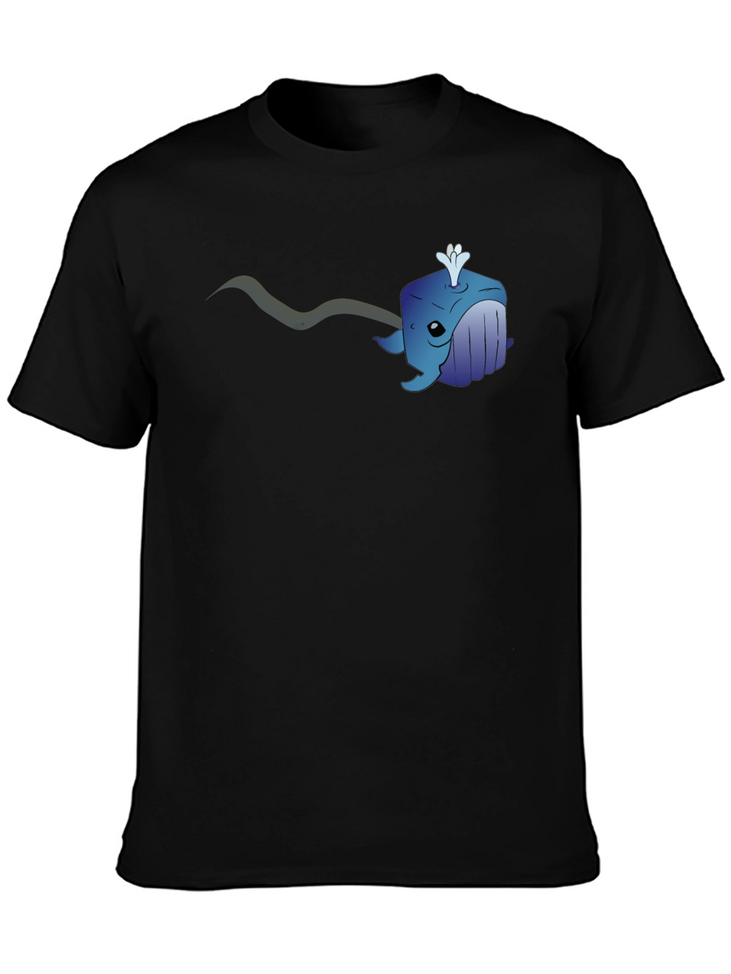 Cube Whale Graphic Tee - Black Cotton T-Shirt