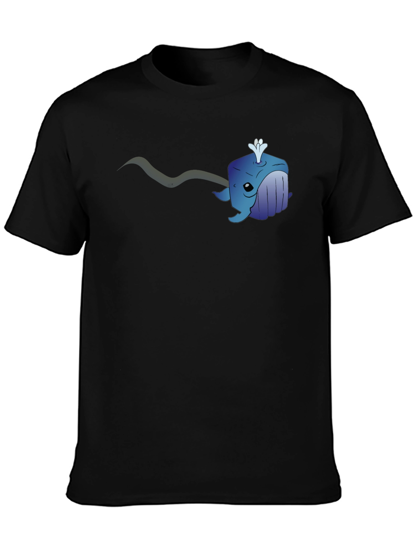 Cube Whale Graphic Tee - Black Cotton T-Shirt