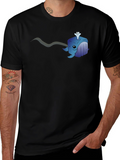 Cube Whale Graphic Tee - Black Cotton T-Shirt