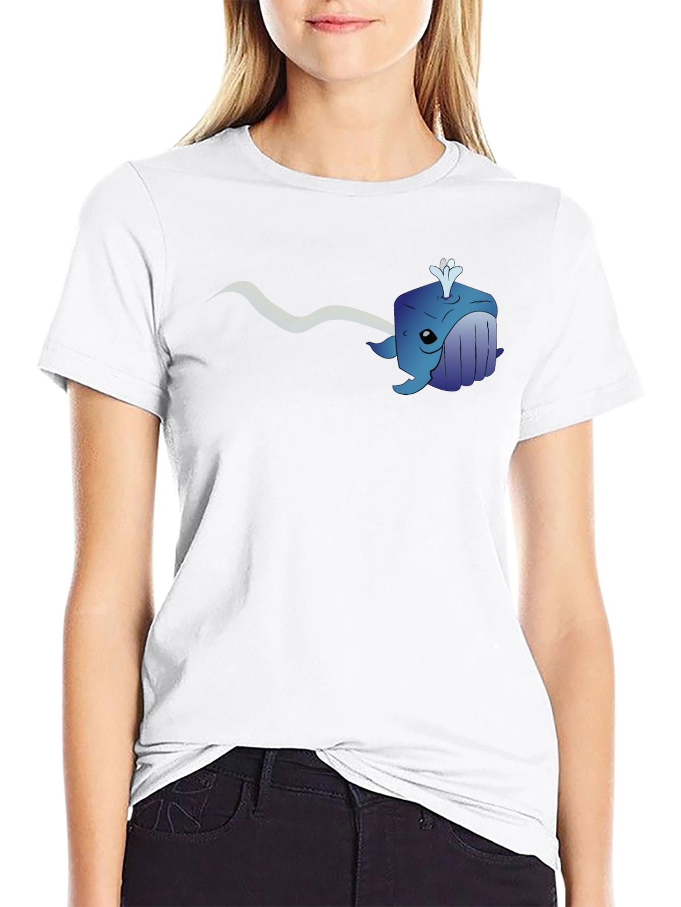 Cube Whale Graphic Tee - Black Cotton T-Shirt